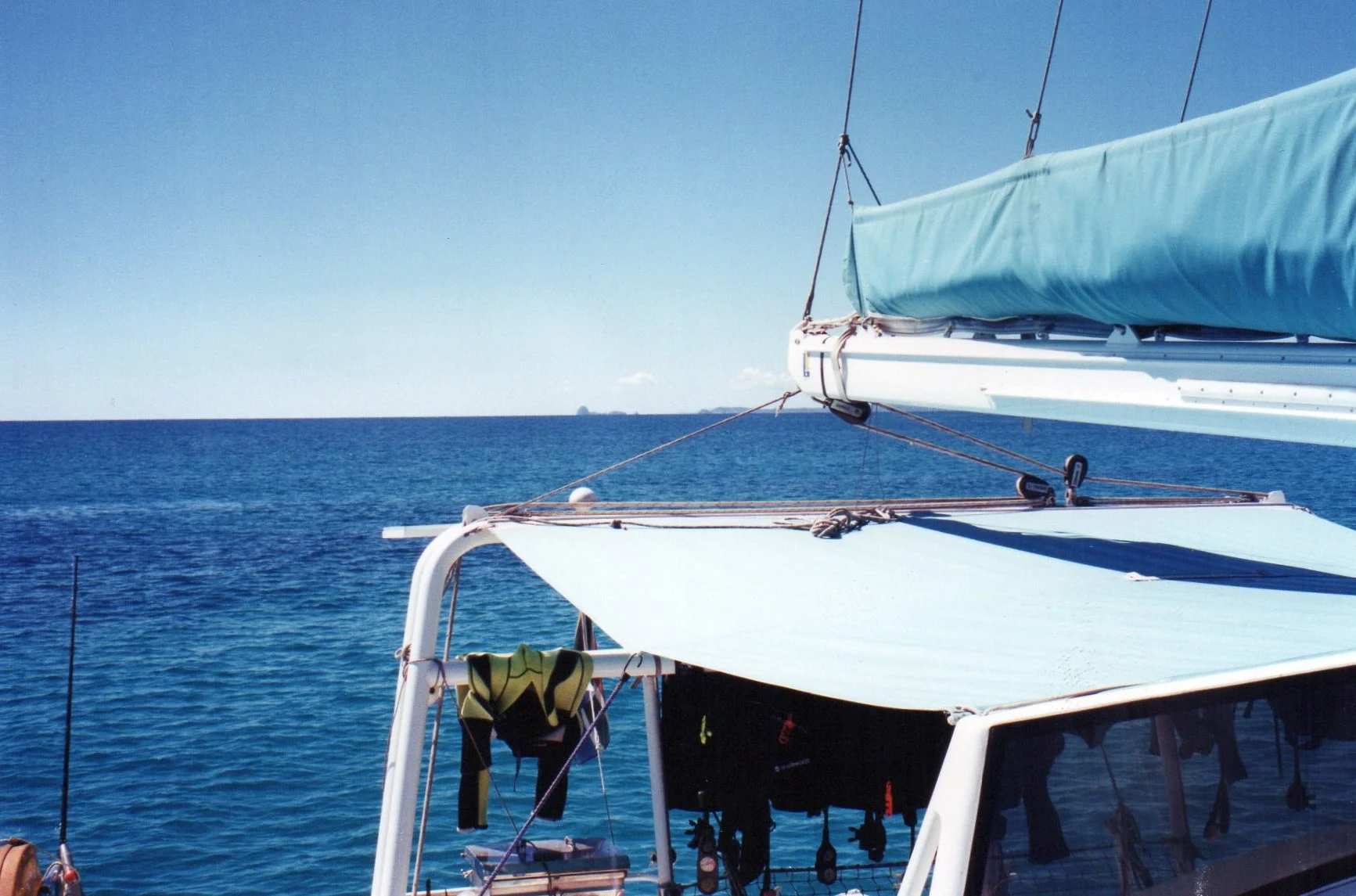 Dive gear drying on the stern