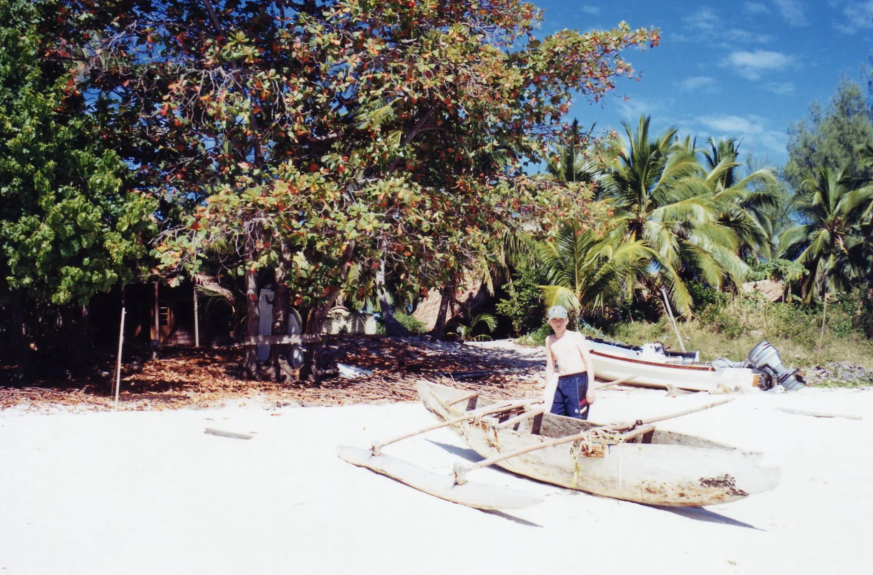 Pirogue on white sands of Nosy Tsarabanjina