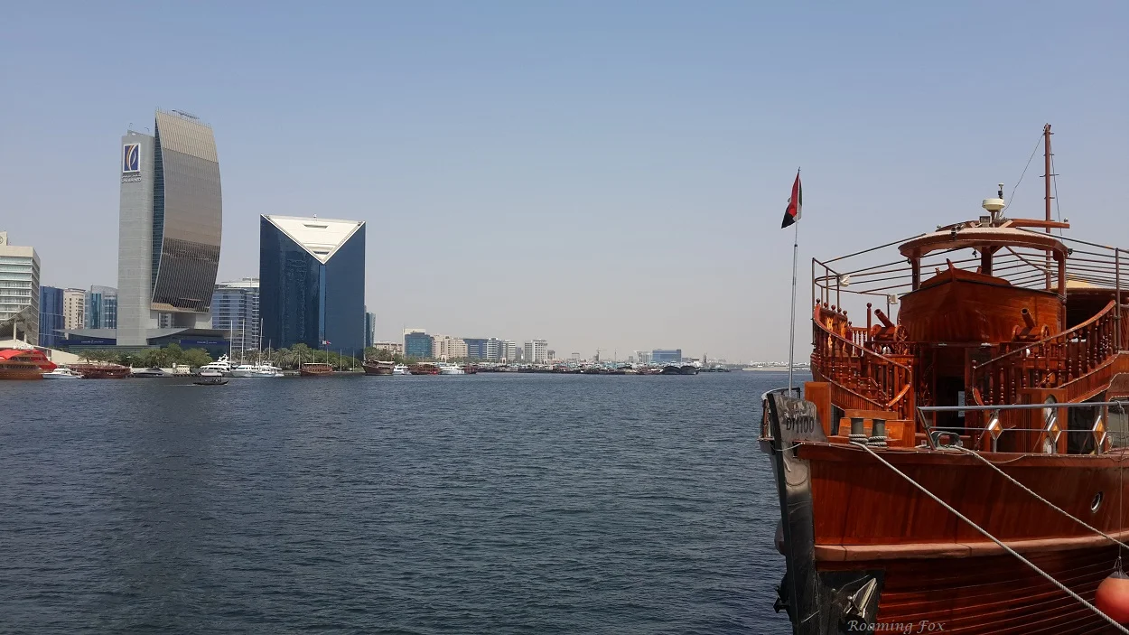 Arabian Wooden Dhow and contemporary architecture, Dubai creek