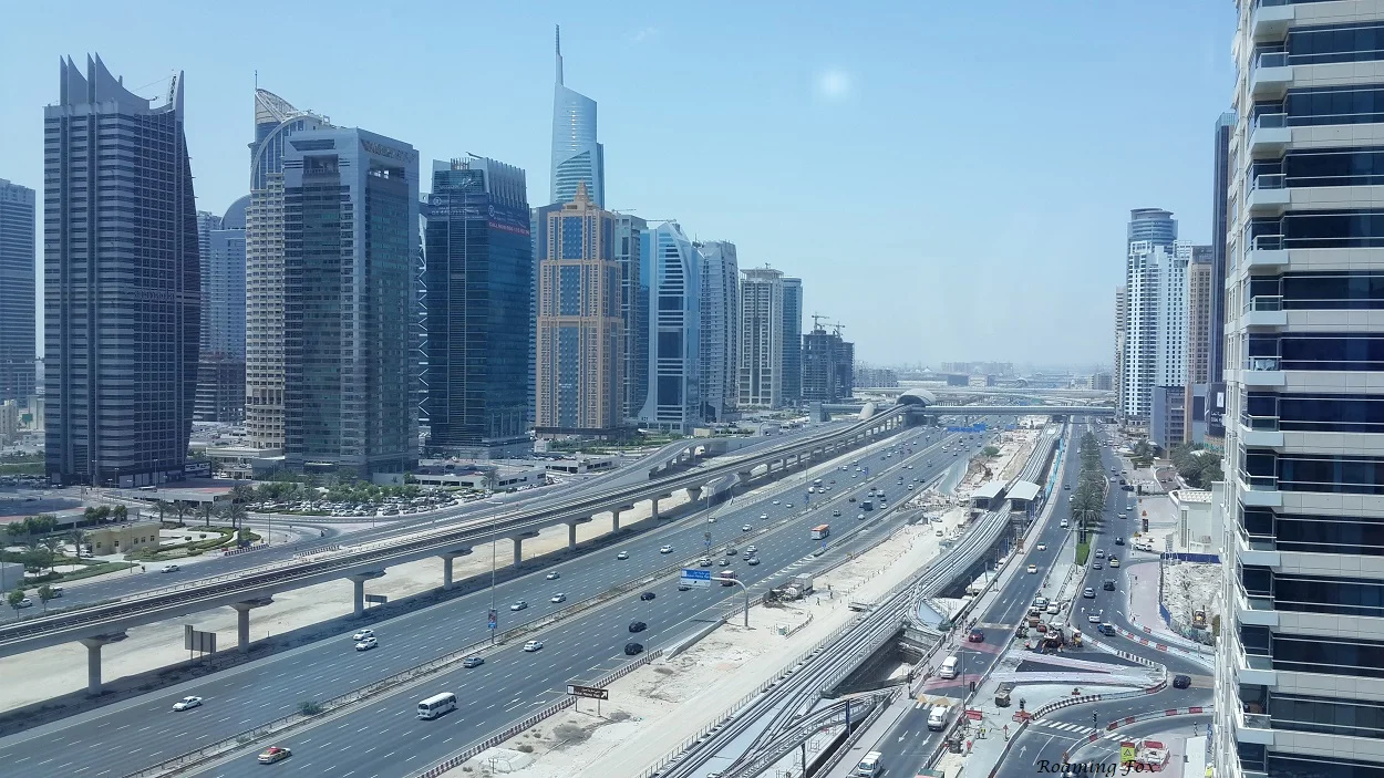 Metro rail running parallel to Sheikh Zayed Road