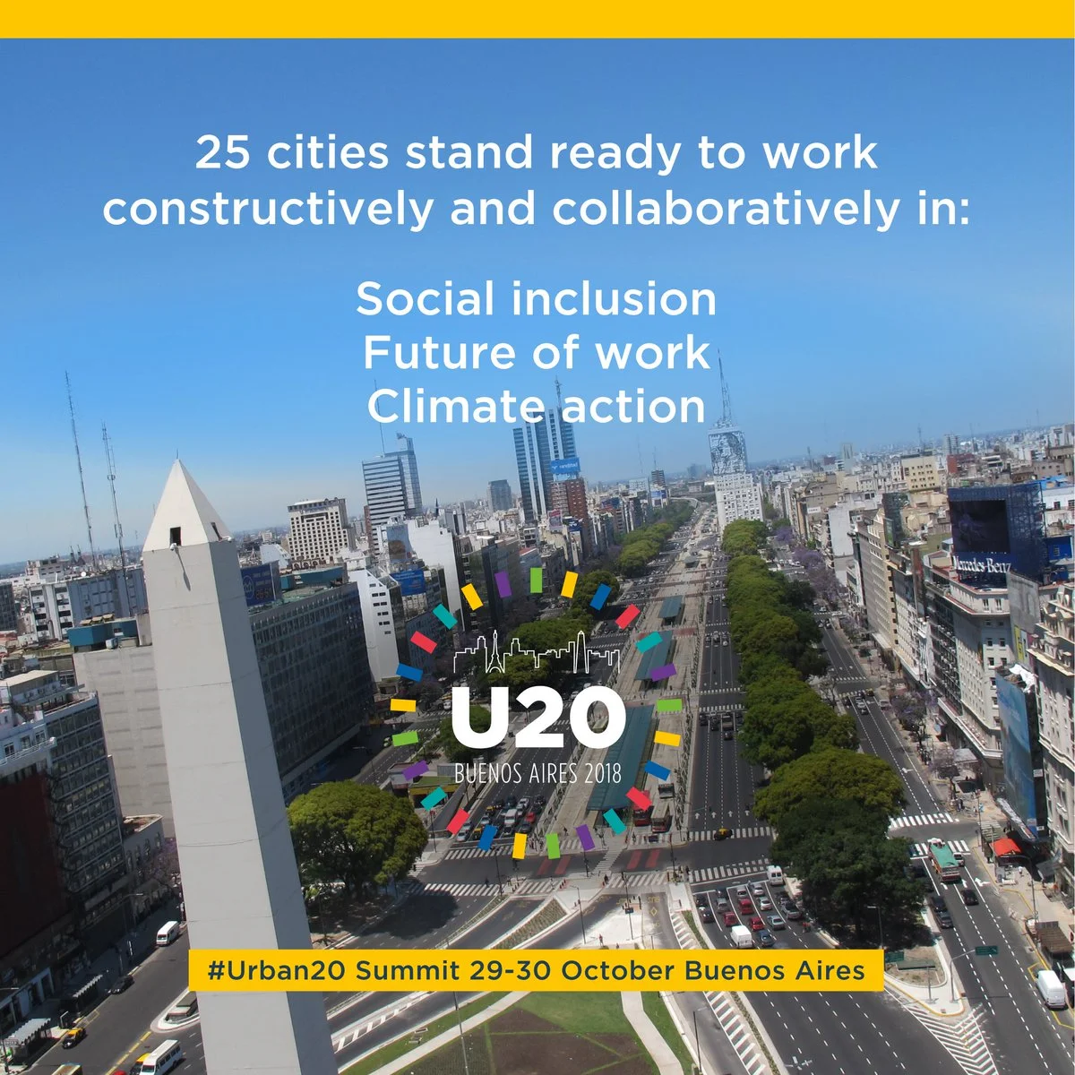 One of many UCLG-sponsored advertisements about the U20 features the Buenos Aires skyline. (Source: UCLG )