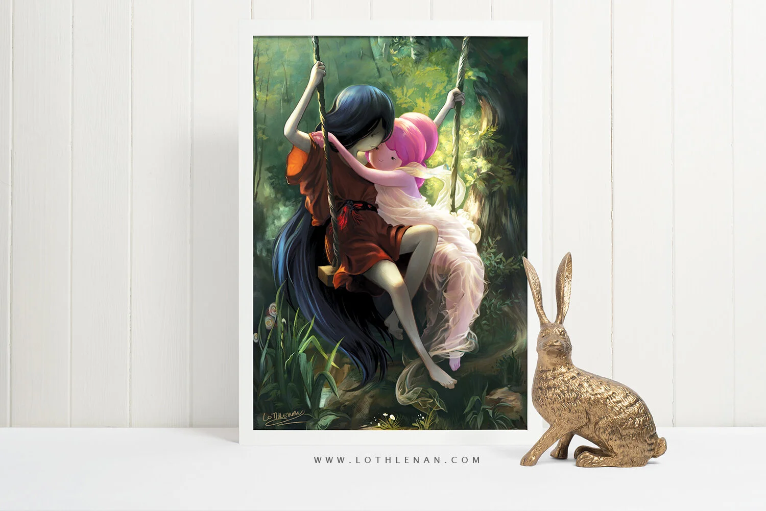 Bubbline on a Swing by artist Lothlenan. Lovers on a Swing recreation.