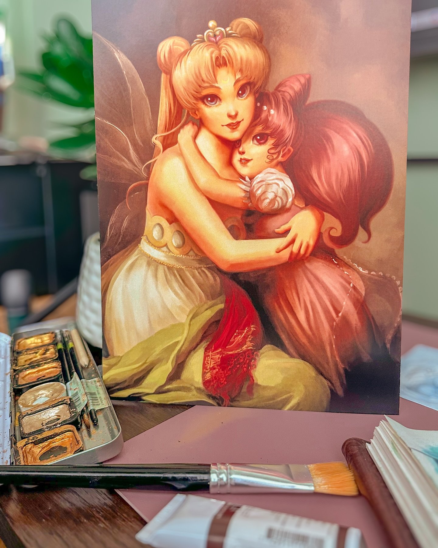 This painting is my reinterpretation of Elisabeth Vigee Le Brun&rsquo;s portrait of herself and her daughter! And because I am Canadian and French is an official language here, I&rsquo;d be punished if I didn&rsquo;t correct that spelling for myself: