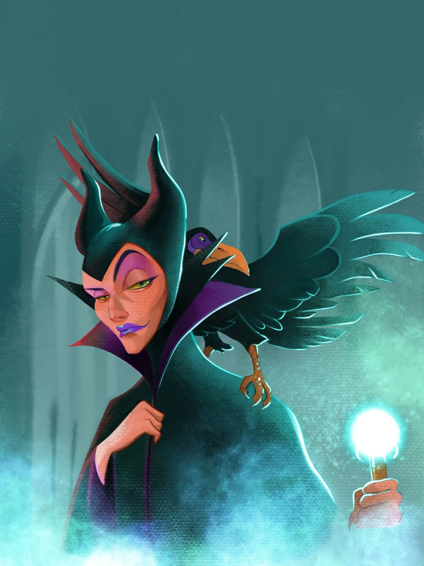 Was going through my sketchbook on the iPad and found this study from Sleeping Beauty! It was an exercise in adapting a reference to  limited colour and just in general practicing Maleficent &mdash; because who doesn&rsquo;t want to draw her 😍