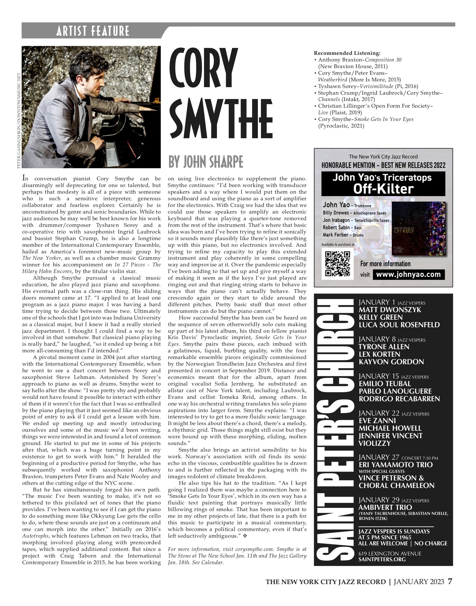 Cory Smythe featured in The New York City Jazz Record