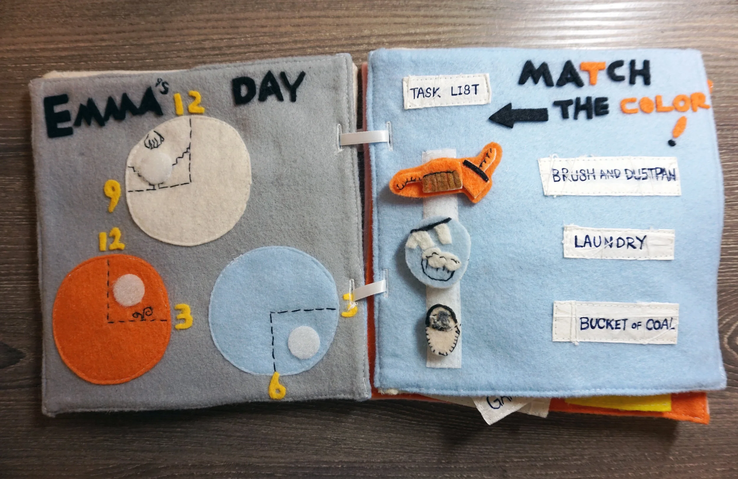 Emma's day: color matching and task matching!
