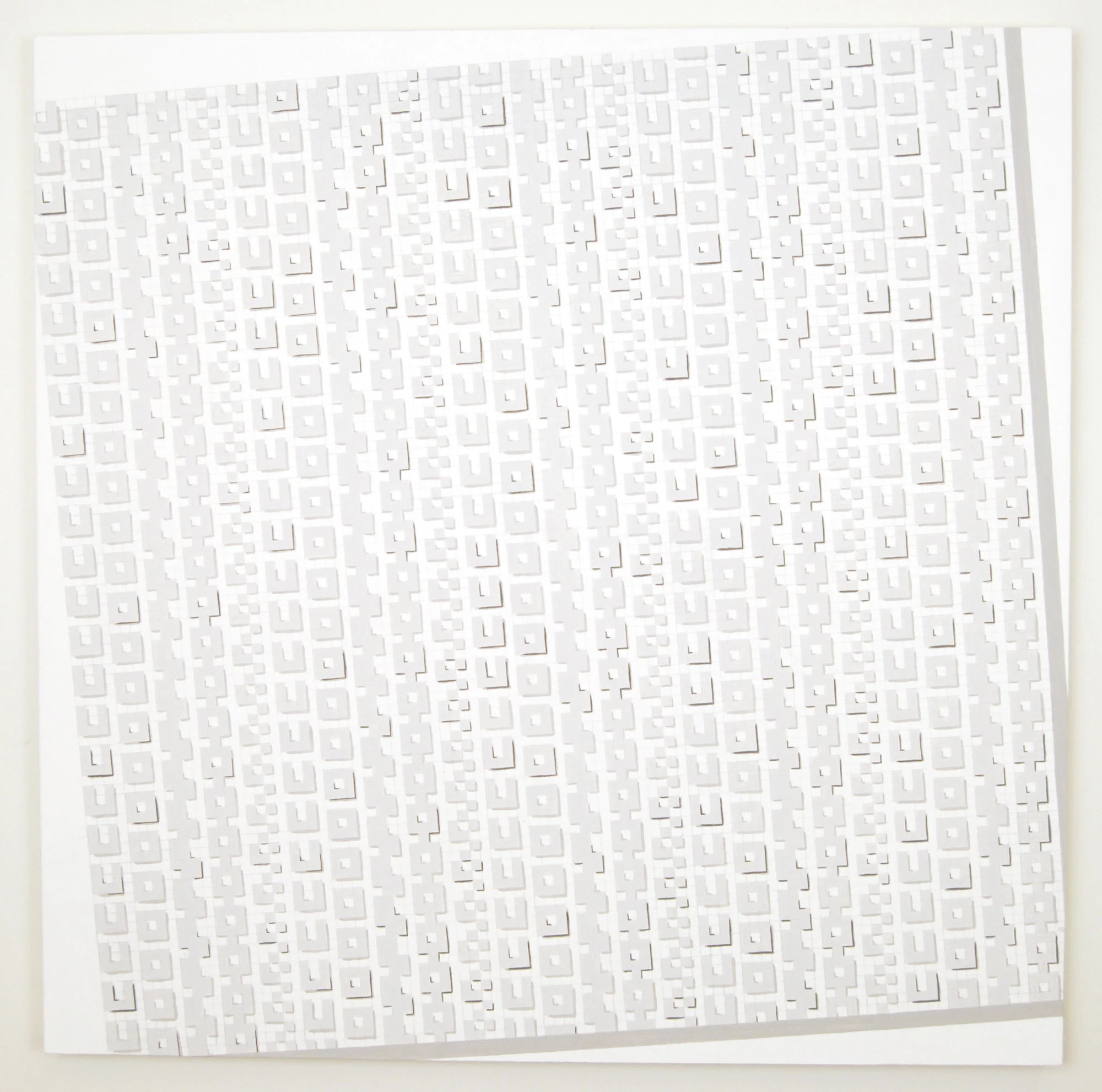 presque vue gouache, graphite on panel 40 x 40 in. 2014 Translation of the the phrase "presque vue".