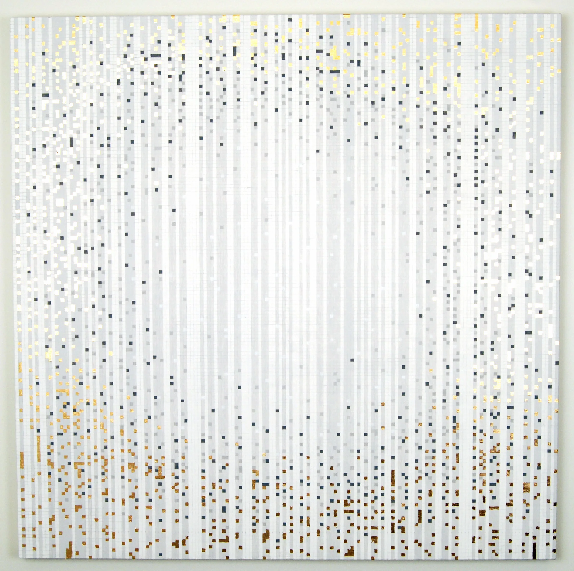 jouissance gouache, graphite, gold leaf on panel 40 x 40 x 2 in. 2014 Painted translation of "jouissance".