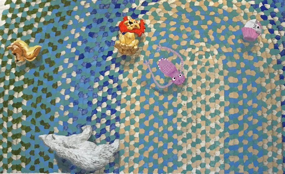 FIGURE 3.001 (TOYS) GOUACHE ON ARCHES 7.5" X 13" 2017