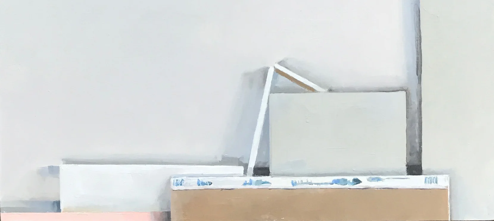 cropped version of Dry Wall Bits, Oil on Panel, 12 x 12", by Jenny Brillhart