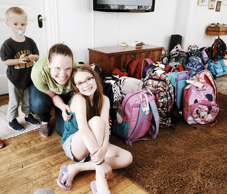 Janessa & daughter encouraged their friends & family to join them in making placement bags! 25 bags donated, June 2019.