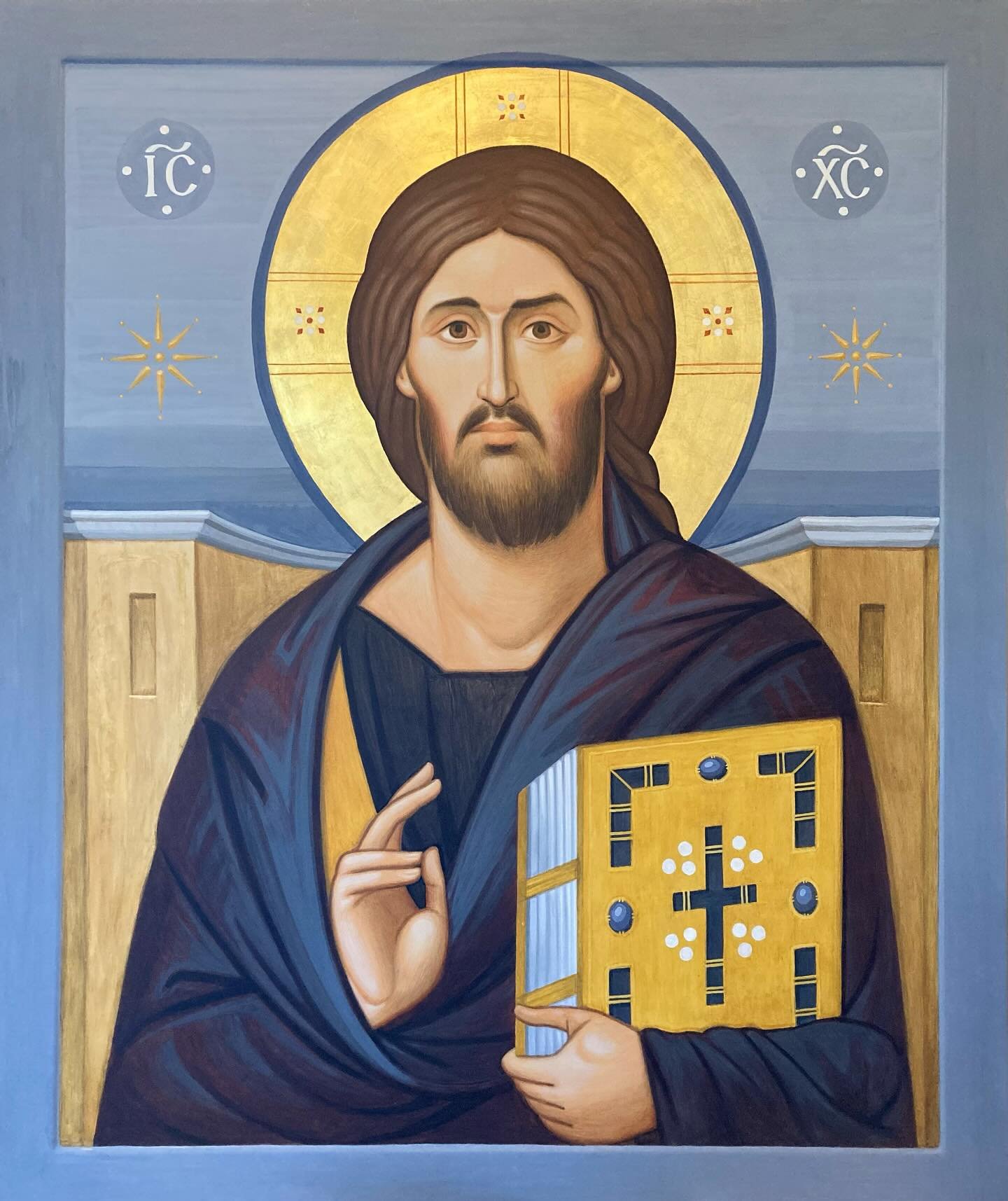 40&rdquo; x 48&rdquo; Christ Pantocrator. Egg Tempera with earth and mineral pigments on traditionally prepared icon board, with 23.5k gold leaf