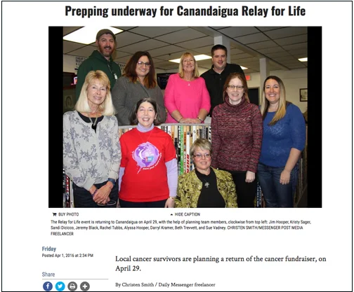 Prepping underway for Canandaigua Relay for Life