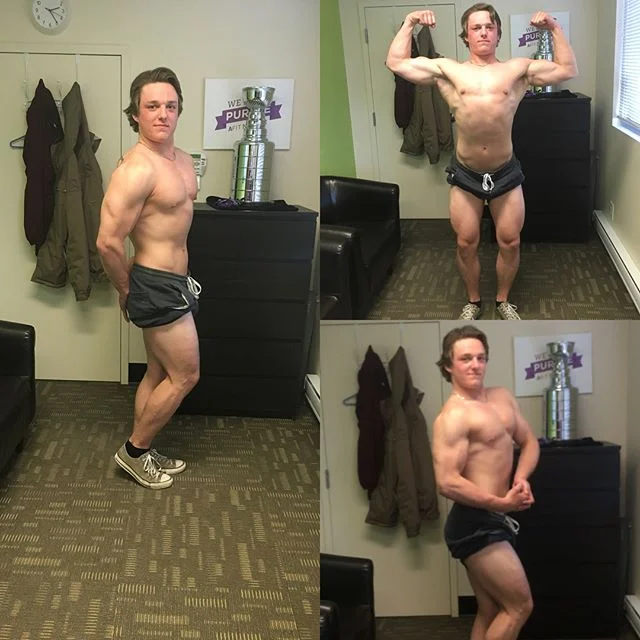 💥client spotlight💥
Hey everyone! Let&rsquo;s show some love for my buddy @carson.plaisier progress he has been grinding! 💪🏼He has never done any bodybuilding posing before, and is looking great! Starting weight was 194, he is now 207 and not look