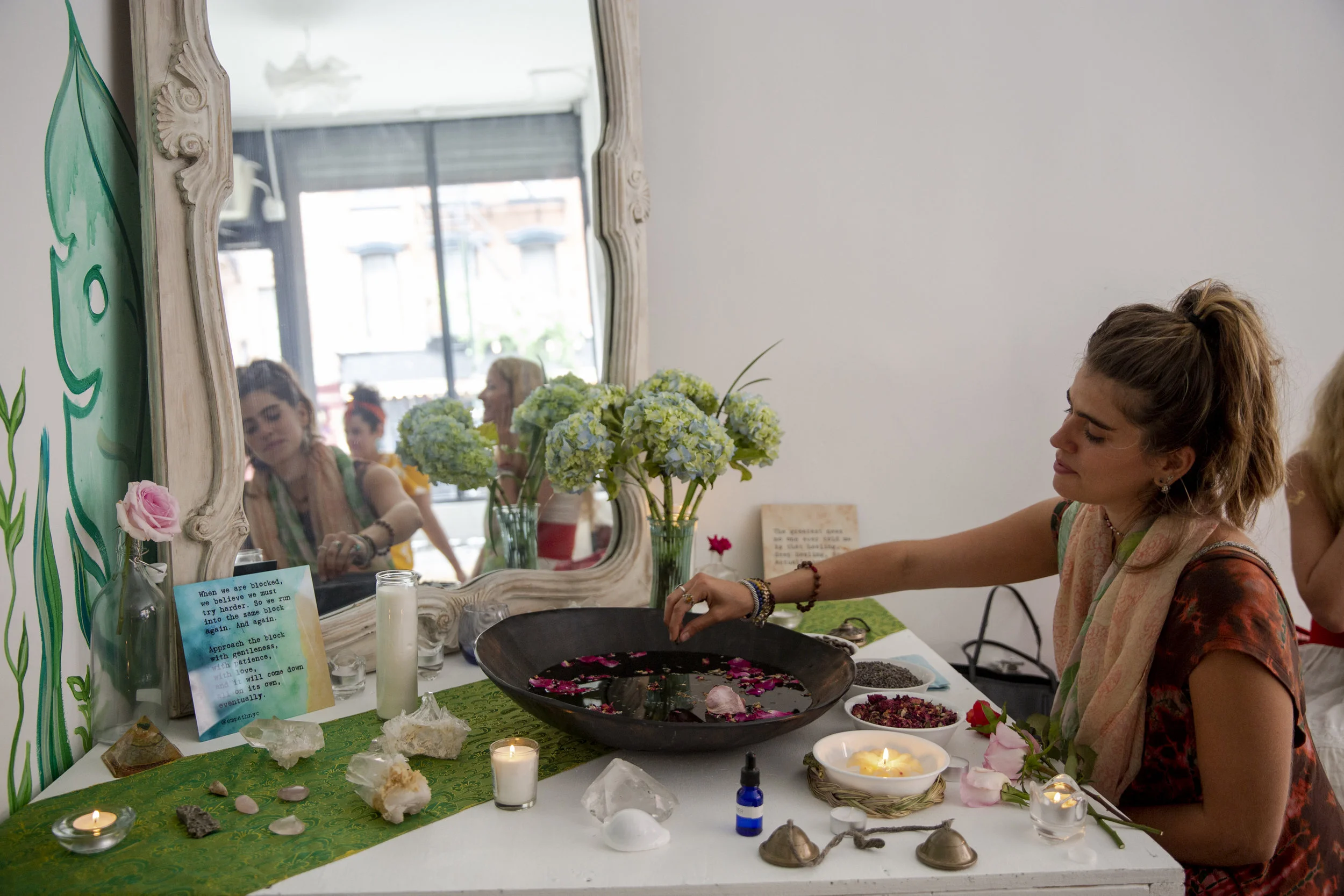 Jess, who is co-creating this popup with me, participating in our opening ceremony.