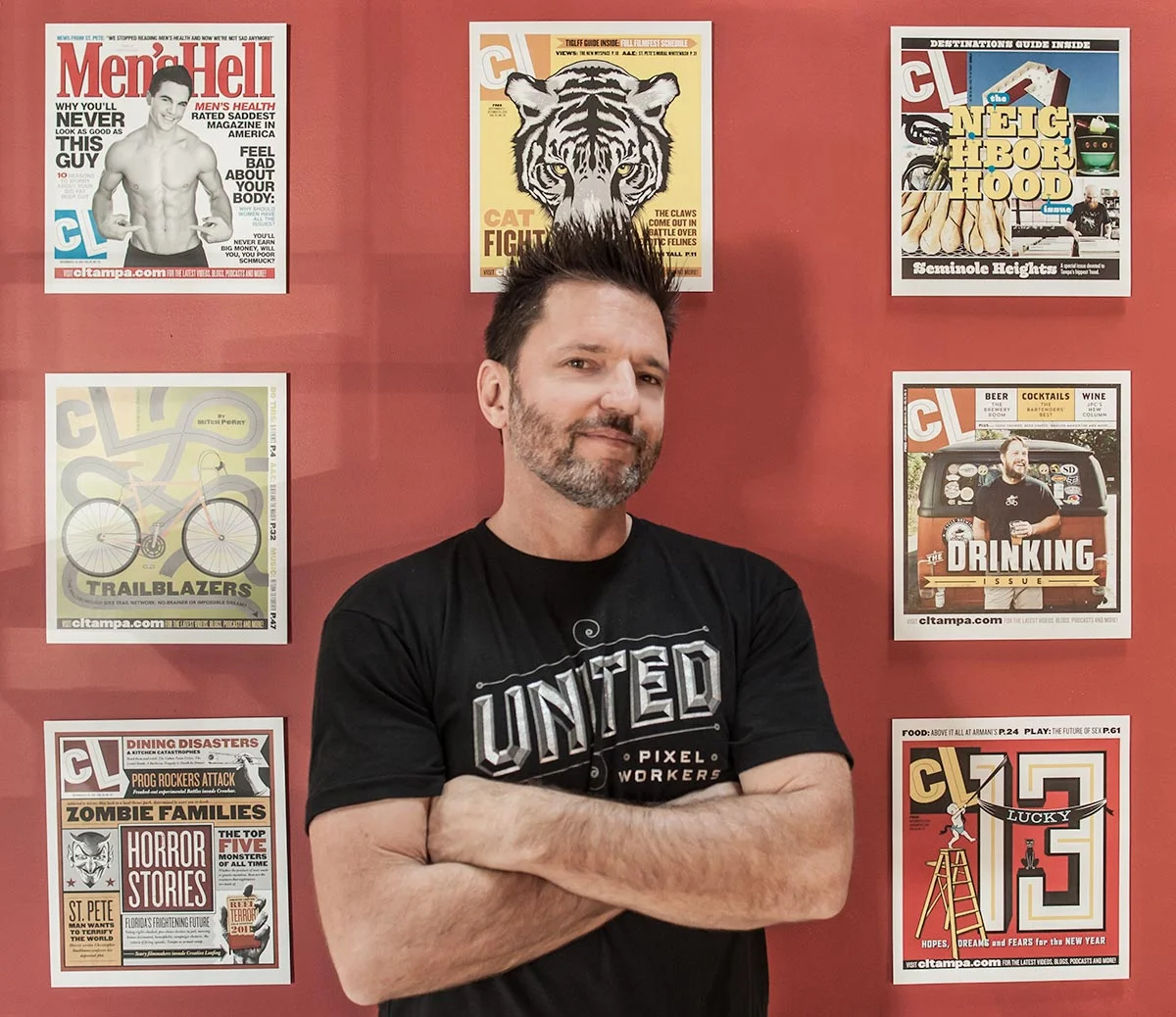 A retrospective show featuring covers from 25 years of Creative Loafing . Todd has designed hundreds of covers for the Tampa based weekly and won numerous awards from the Association of Alternative Newsmedia, the Society for Professional Journalists and his covers have appeared in Print magazine.
