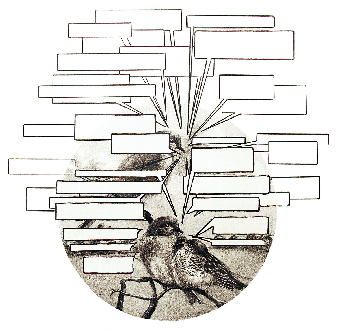 What they say.. lithograph with Chine colle, 18" x 20", 2010