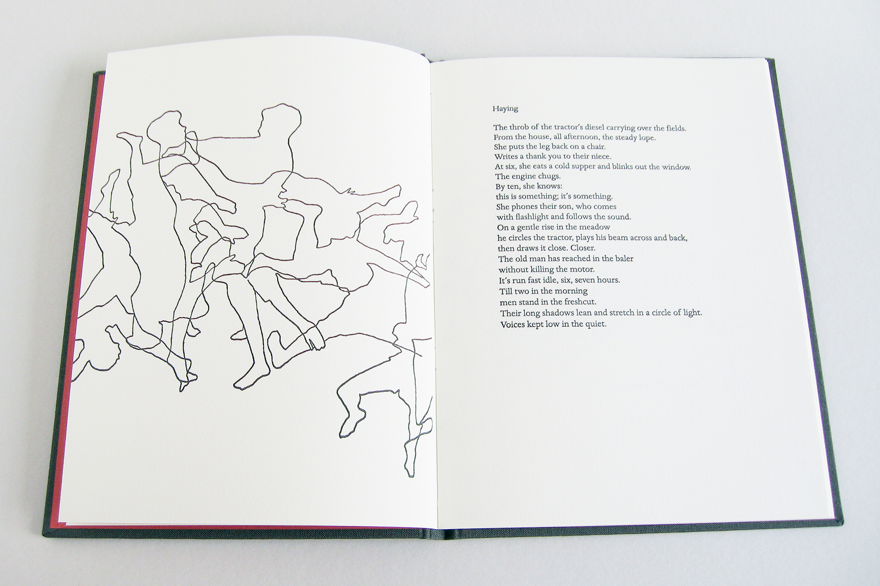 Wrestle Poems by Nick Norwood, images by Erika Adams 2007 This collaborative book of poems and images, is printed in Dante from polymer plates made by boxcar press in Syracuse, NY, on Somerset book wove paper. Bound and stamped by Campbell-Logan Bindery in Minneapolis, Minnesota. Design, presswork and images by Erika Adams. 8 x 6 inches, 24 pages, edition of fifty.