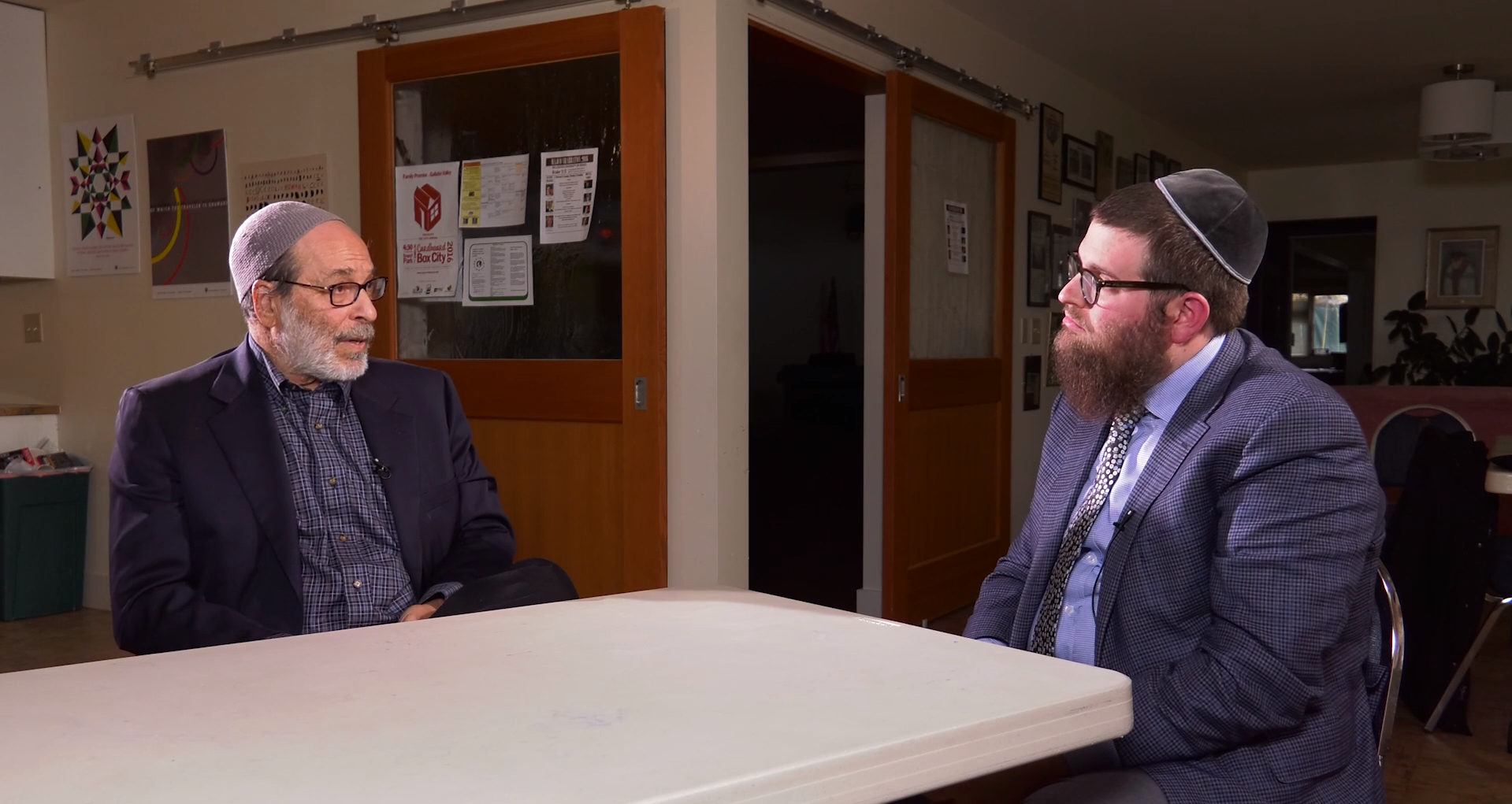 Rabbi Ed, Reform (left) and Rabbi Chaim, Orthodox (right) debate their views on Judaism