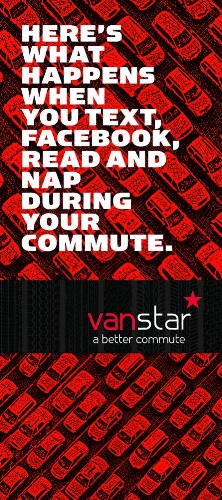 The cover of a direct mail brochure also targeted for workers who commute long distances.