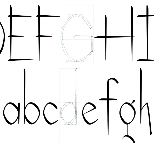 Sneak peek of the font in development by Studio Haus using Illustrator and Glyphs software.