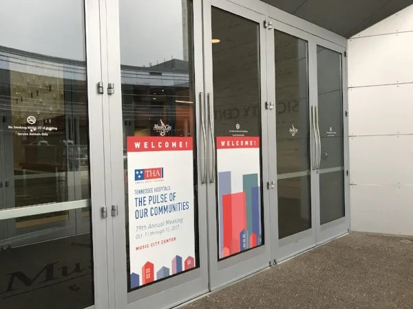 When guests arrive at Nashville's Music City Center, they are assured they are in the right place with window clings at the entrance.