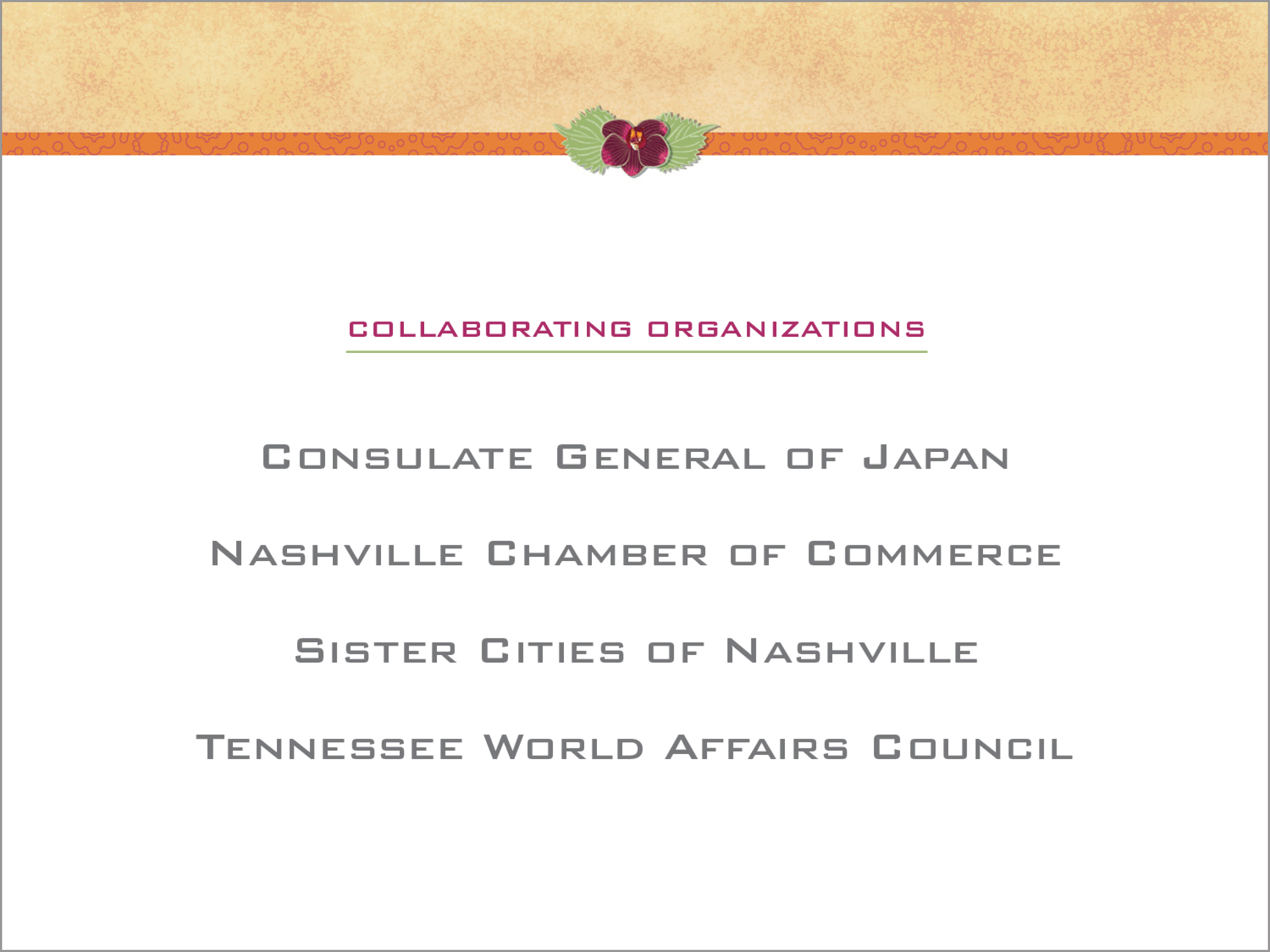 Power Point presentation page for Japan-America Society of Tennessee’s 4th Annual Women’s Leadership Forum and Networking Luncheon.