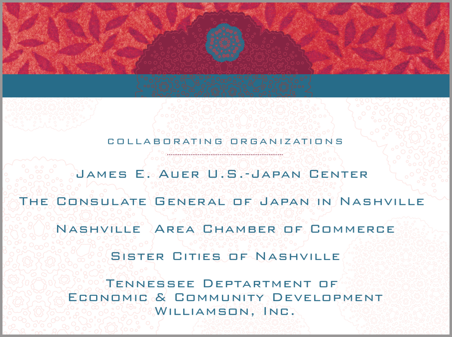 Power Point page for Japan-America Society of Tennessee’s 2015 Women’s Leadership Forum & Networking Luncheon.
