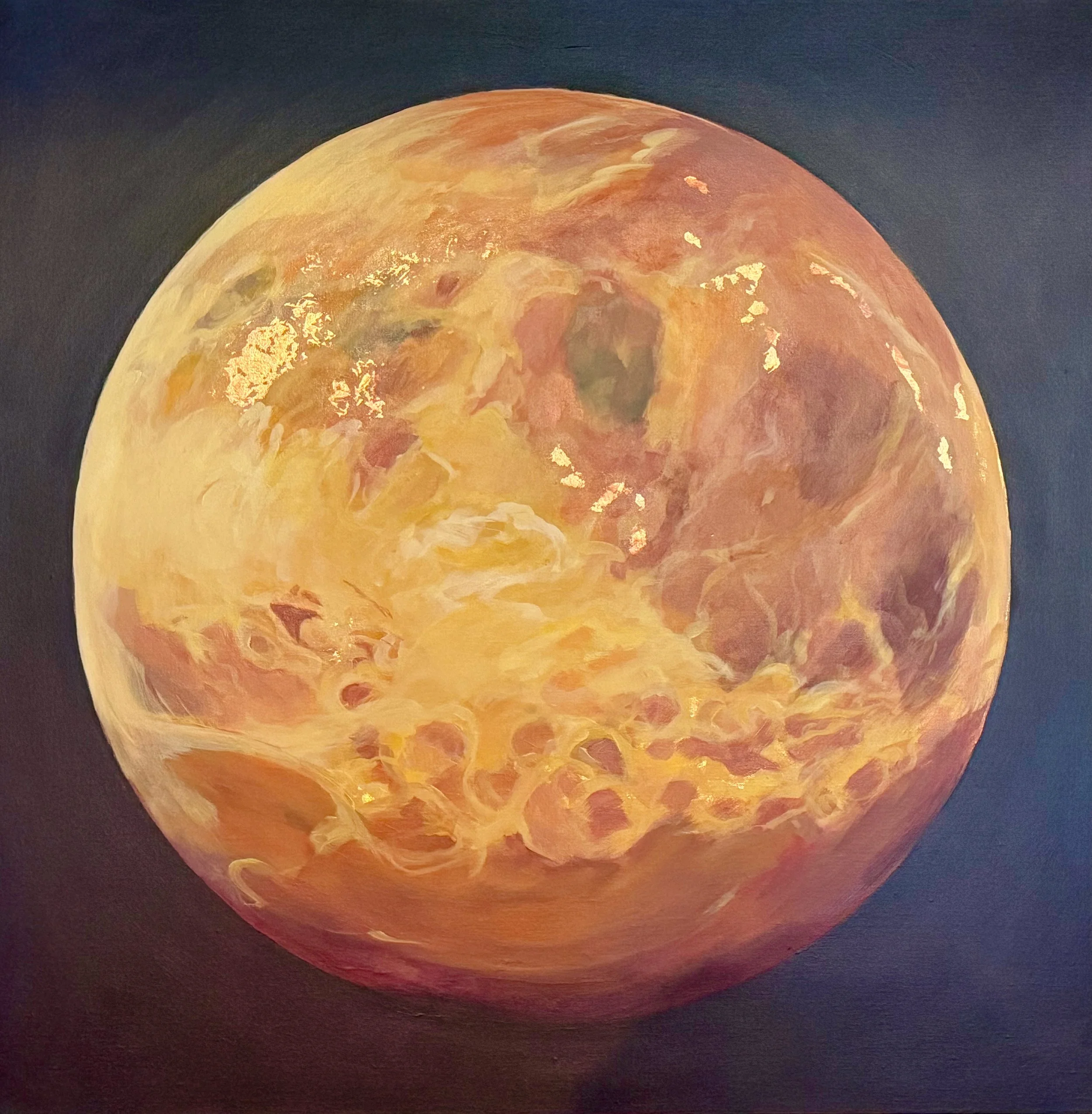 Hot Venus, 36" x 36", Acrylic and metal leaf on canvas