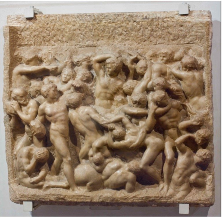 Michelangelo, Battle of the Centaurs, 1490-1492, Marble, Casa Buonarroti, Florence, Italy