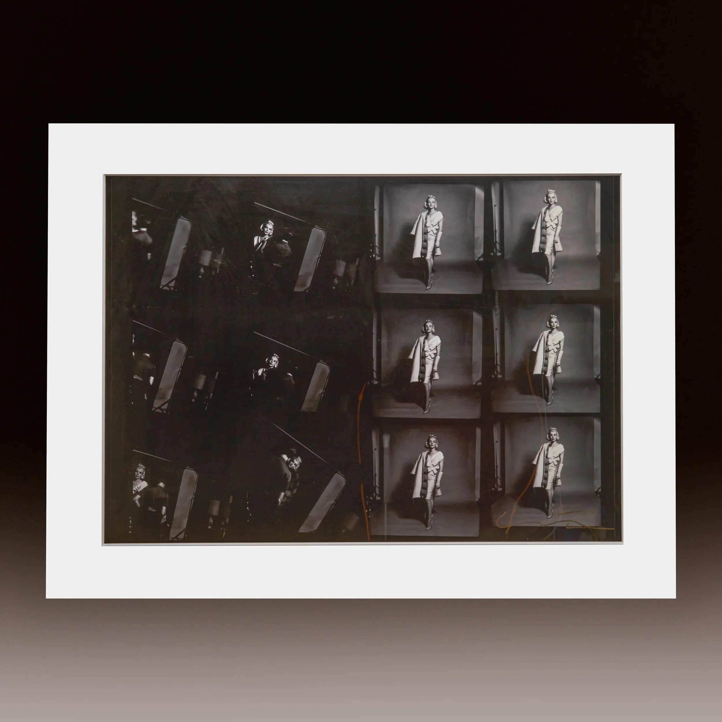 Bert Stern’s “The Last Sitting” contact sheet featuring Marilyn Monroe—a rare glimpse into the making of an unforgettable portrait.