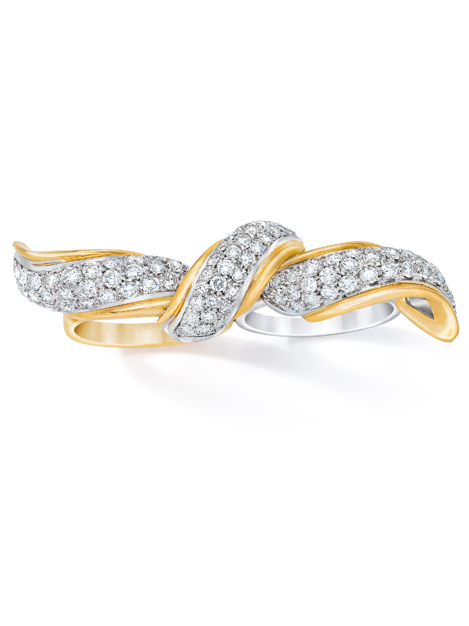 Diamond Flower Double Finger Ring - Nuha Jewelers