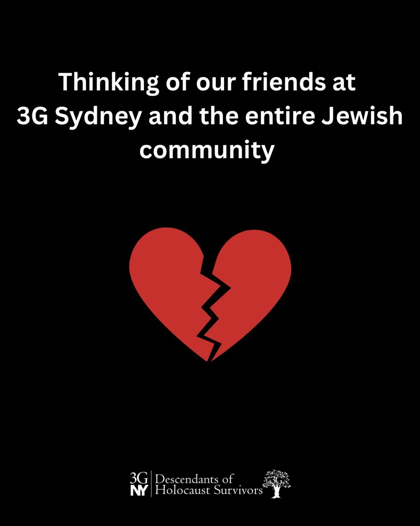 Holding our friends at 3G Sydney close in our hearts after today&rsquo;s shooting at a Hanukkah celebration at Bondi Beach. 

As we light the first candle for Hanukkah tonight, may we all be reminded of the strength and resilience of the Jewish peopl
