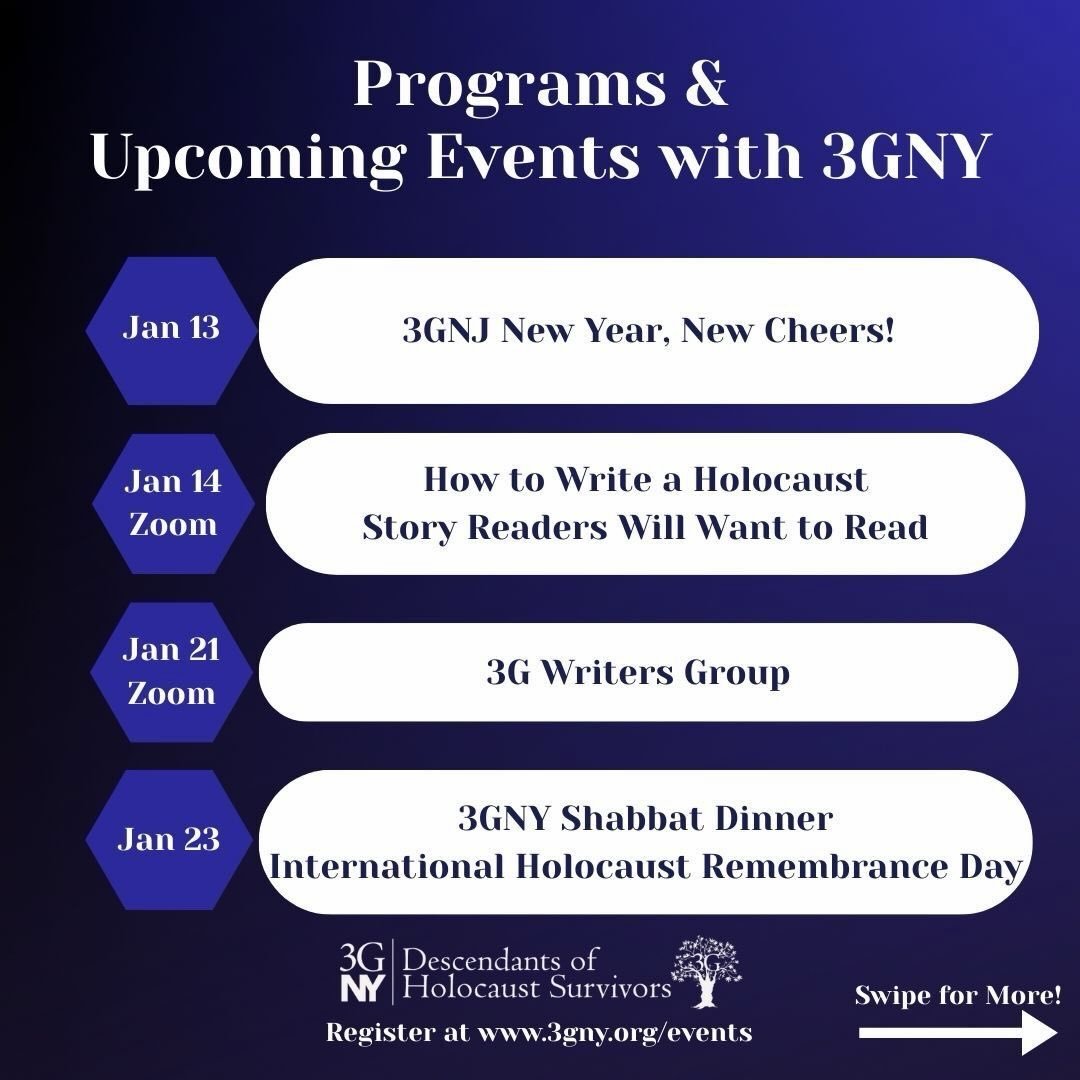 Happy New Year! For us here at 3GNY, the New Year means new programs 💙 ✨ We are so excited to welcome you to our upcoming programs, both in person and virtually. You can find out more information and sign up at 3GNY.org/events or at the link in our 