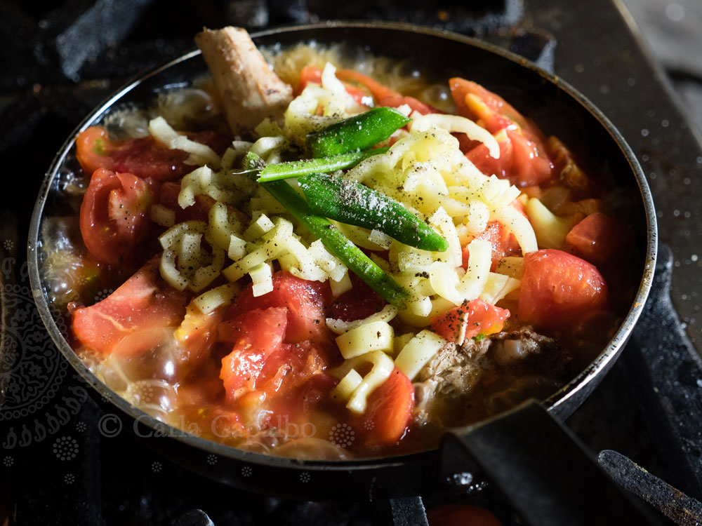 All the vegetables cook together in one large pan
