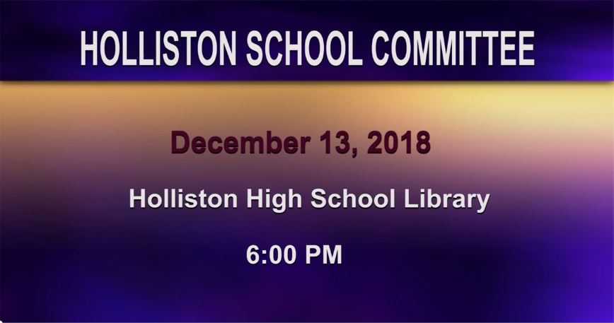  School Committee Meeting, December 13, 2018