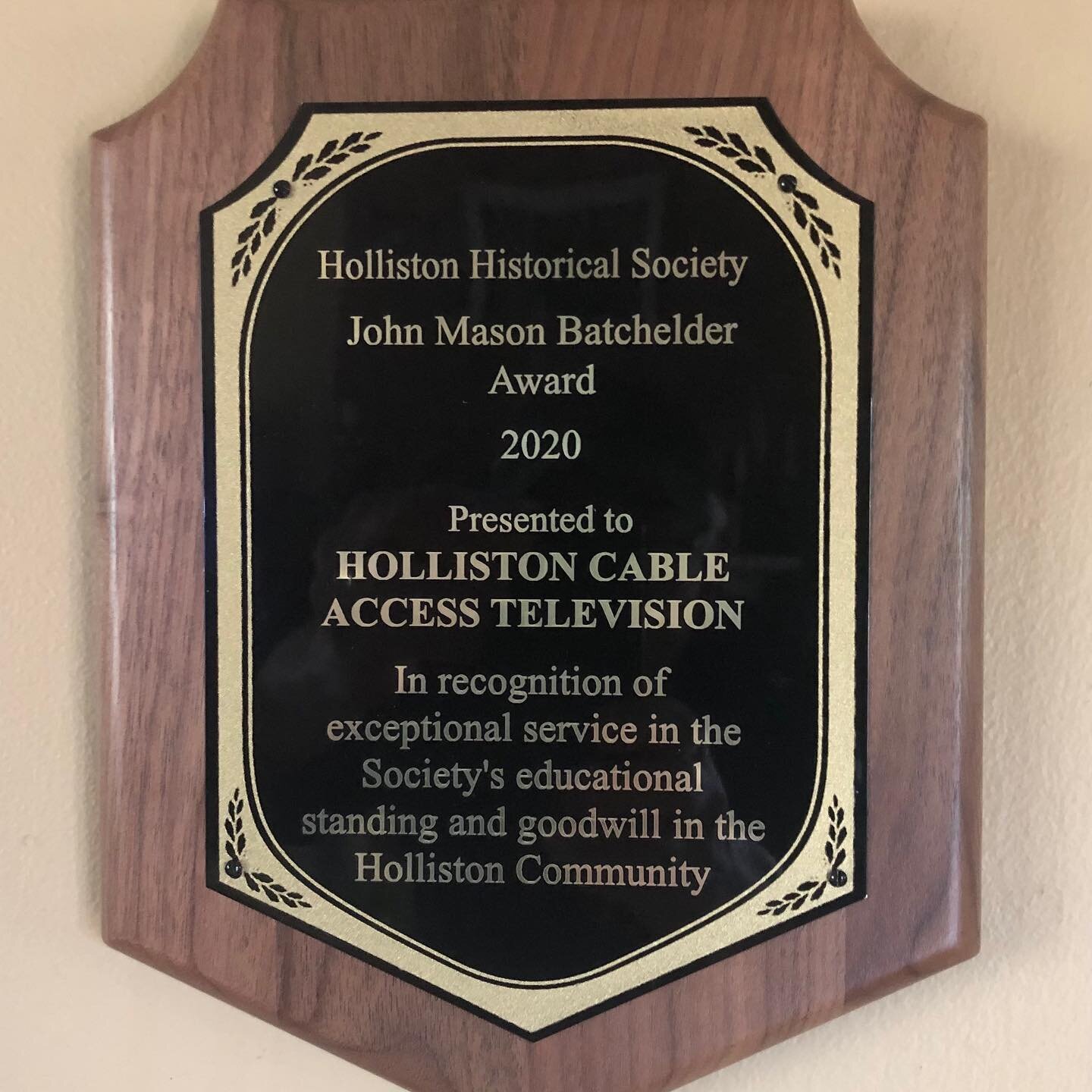 Thank you Holliston Historical Society for being honored with the prestigious John Mason Batchelder Award. I had no idea you were considering us for this award, so it comes as a complete surprise. I can only express my sincere thanks.