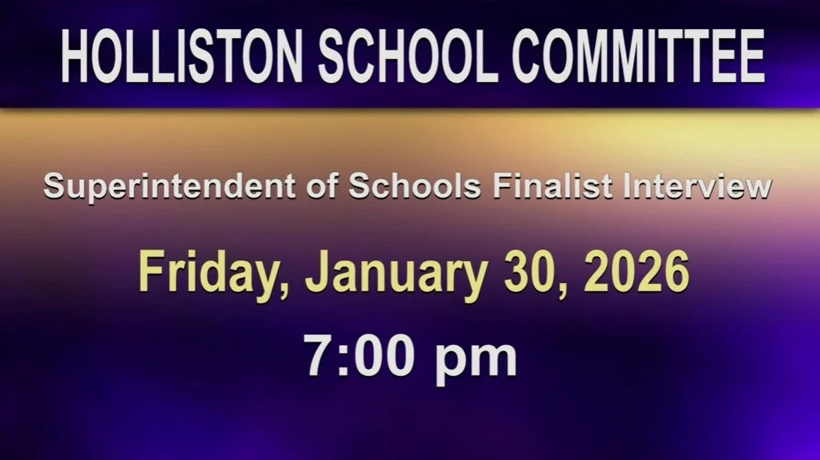 The Town of Holliston School Committee Meeting - Superintendent of School Finalist Interview with Dr. James A. "Kimo" Carter on Friday, January 30, 2026.

Use the link to watch the meeting:

https://youtube.com/live/oA2xS23YseU

@hollistonp