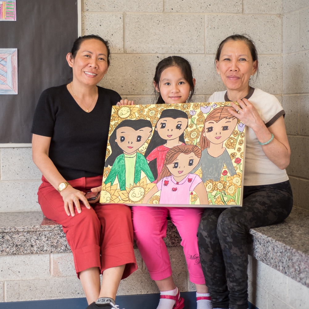Third Grade student with her mom and aunt.