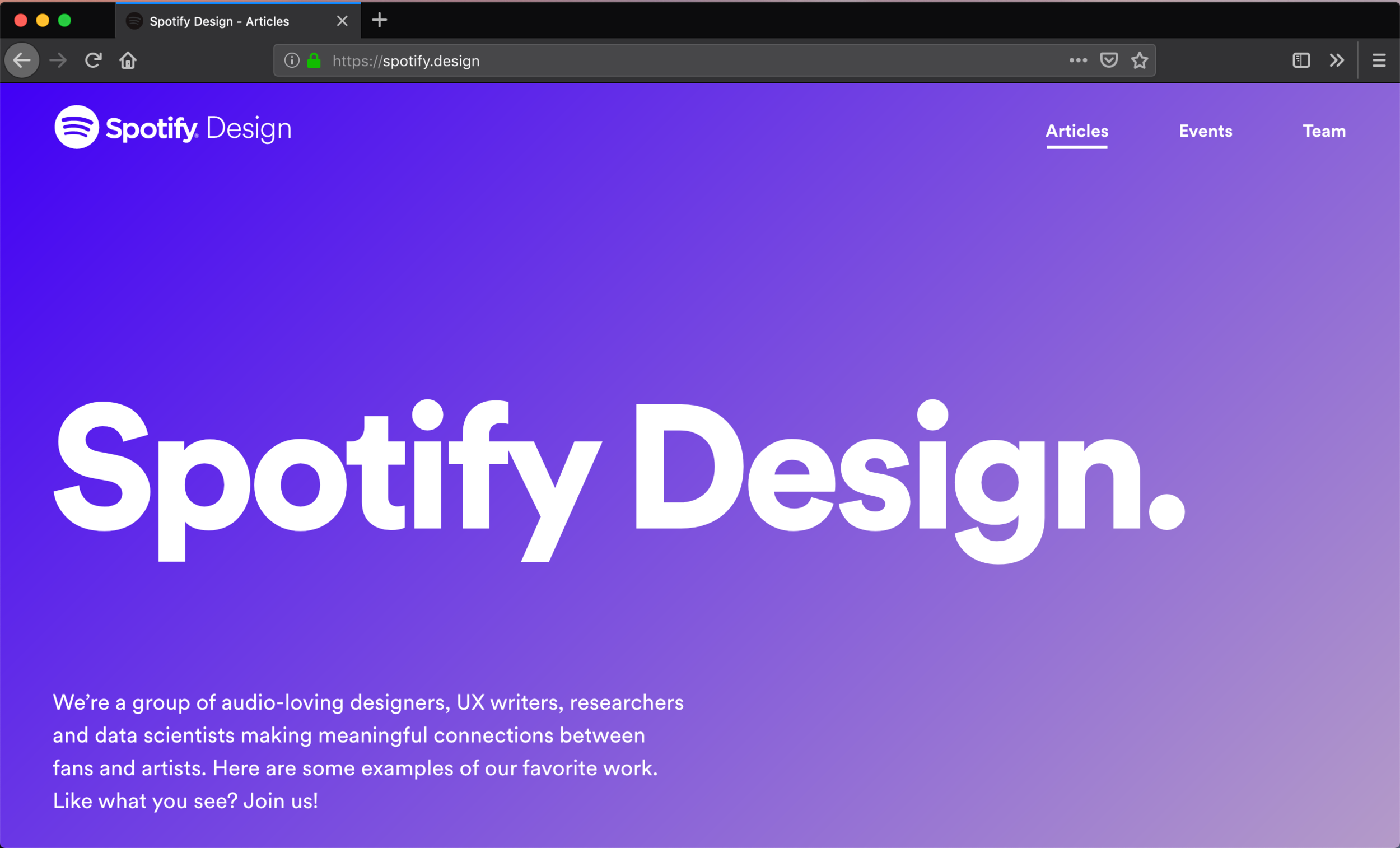 The new homepage to spotify.design