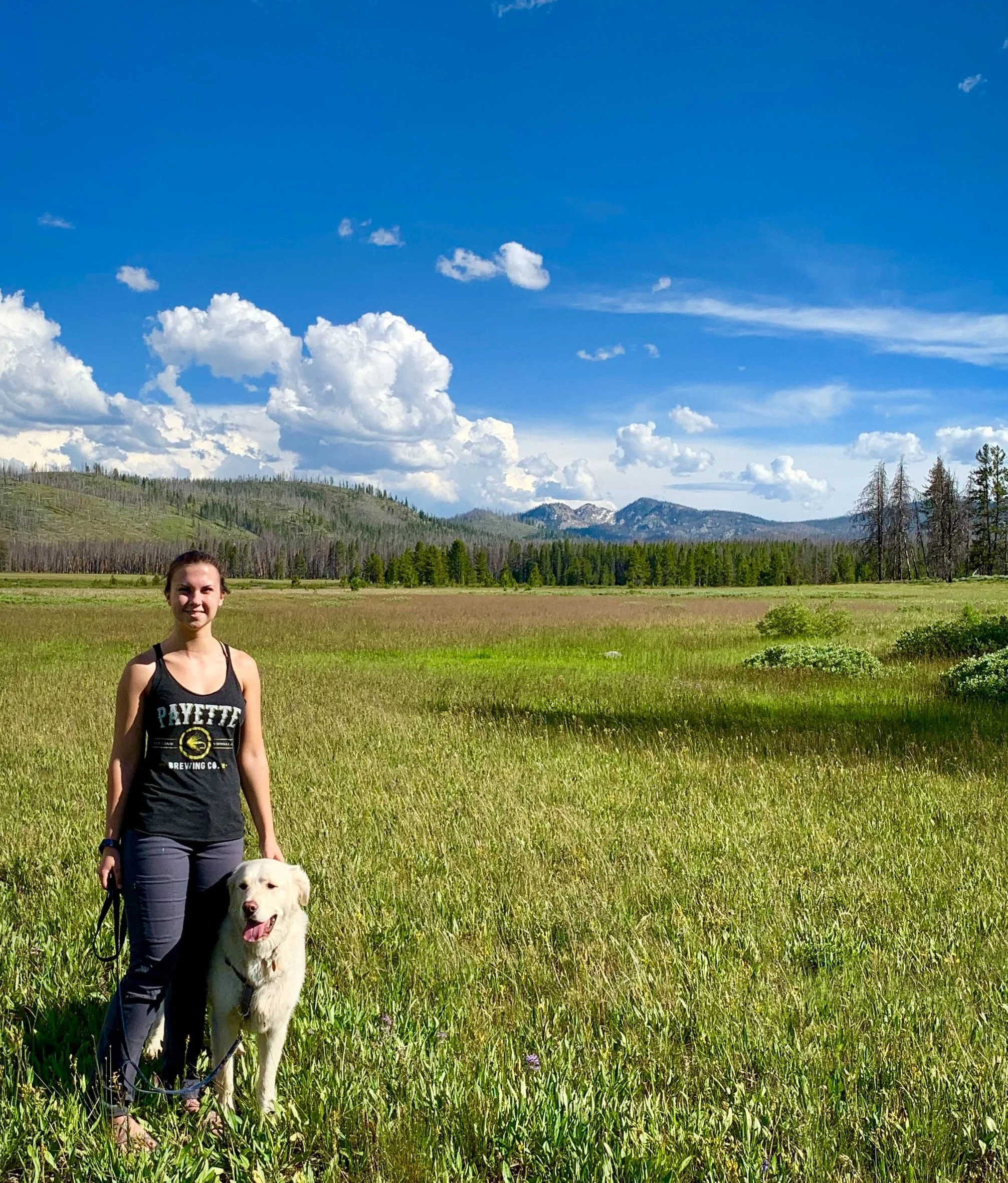 Cassidy, Head of QC at Payette, and her good boy Bert near Bear Valley, ID