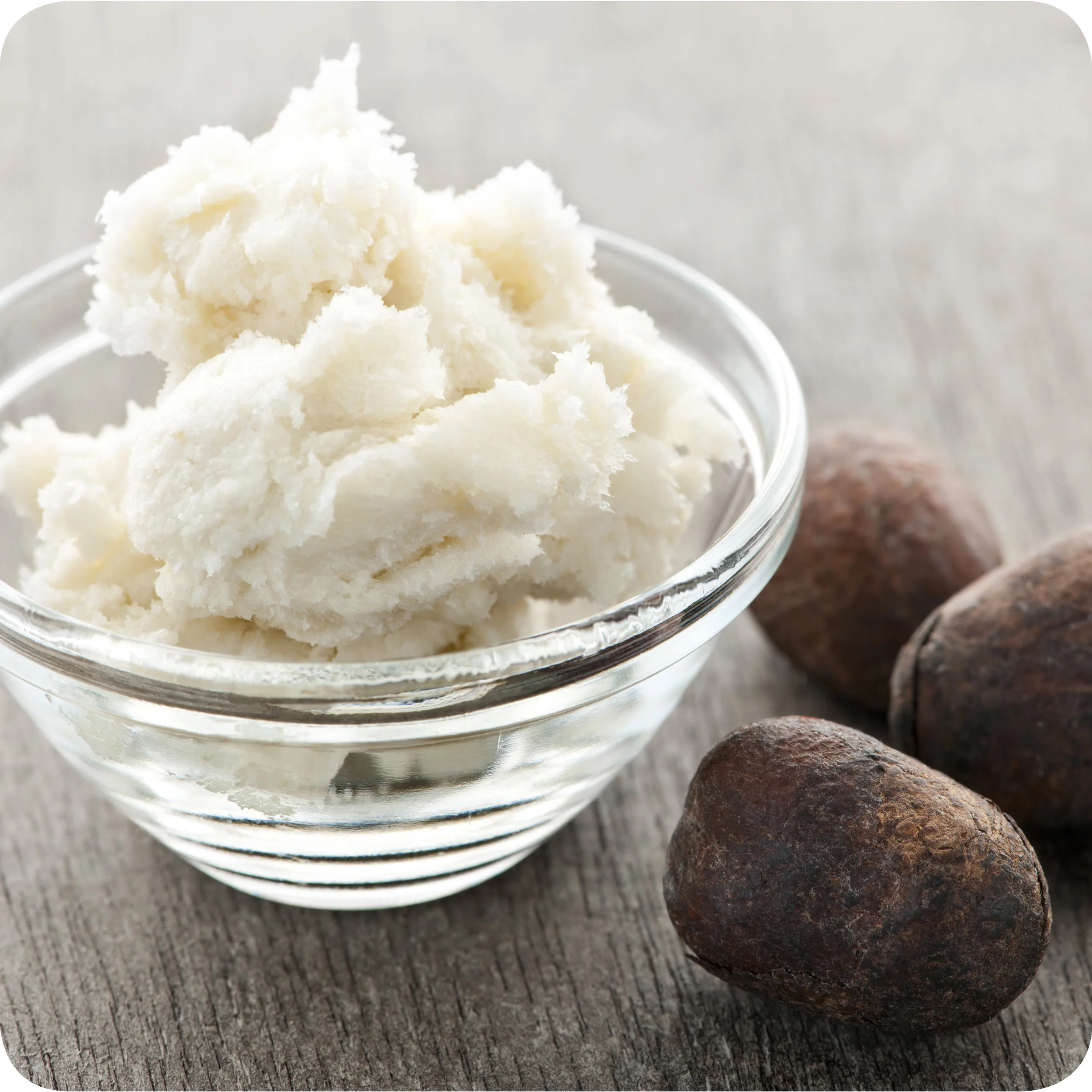 Shea butter and dried shea nuts.