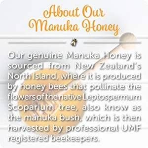 Honey has a long history as an effective natural ingredient for skin and hair health. The most effective honey in the world is the Manuka Honey that we use.