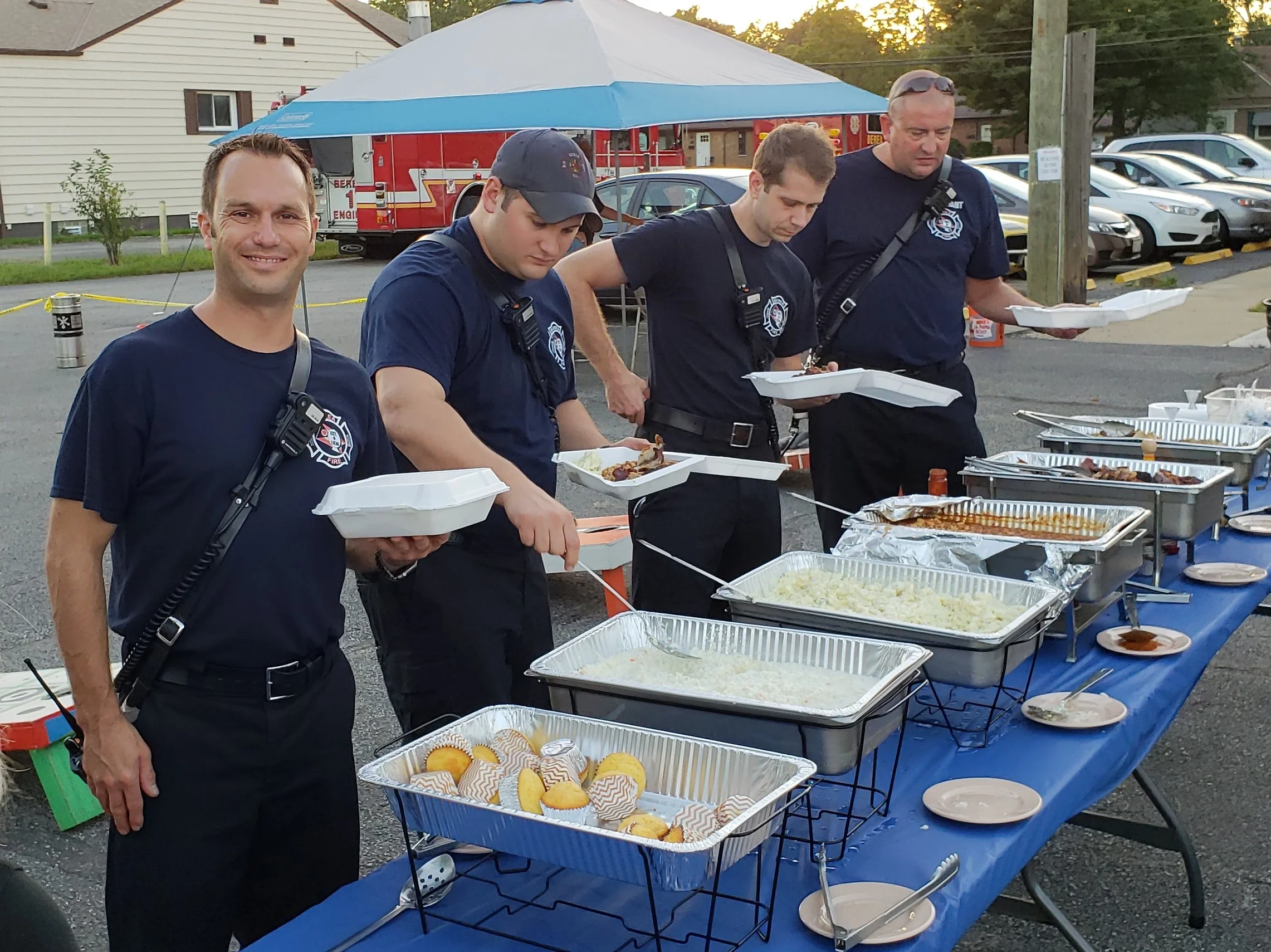 Berea Fire Department stopped by to enjoy dinner.