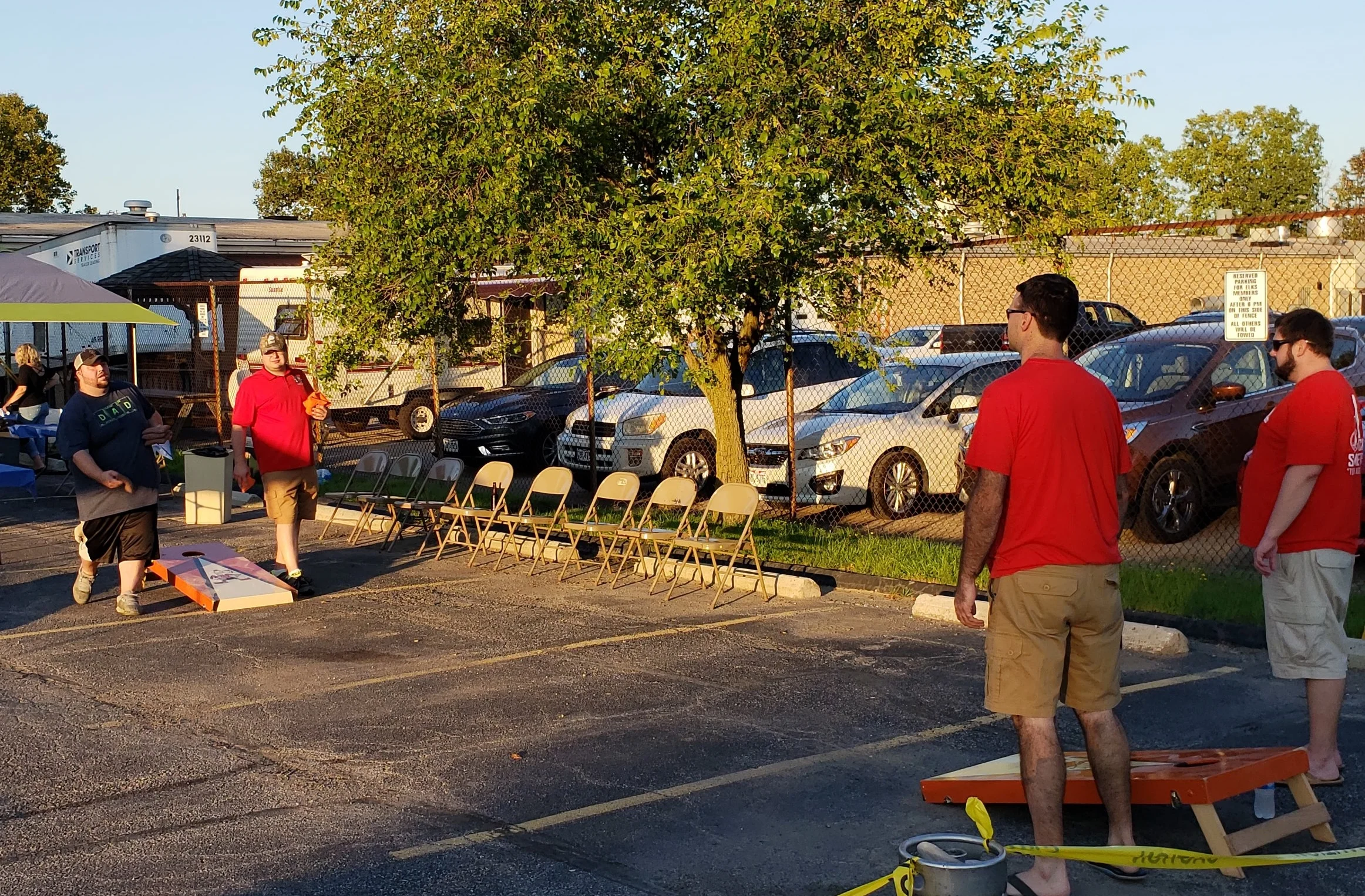 Berea members enjoy a friendly game of cornhole