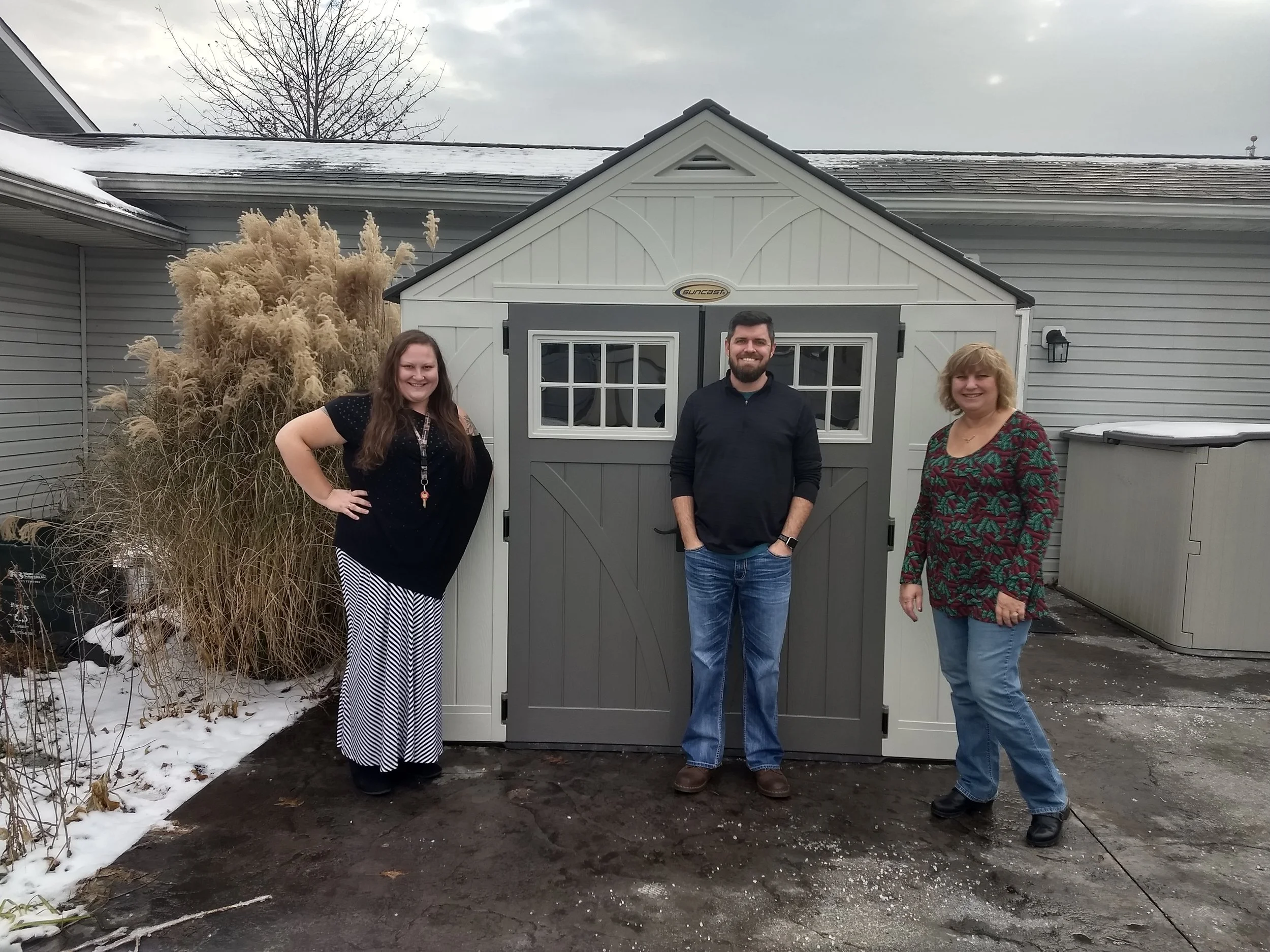 From left: Tiffany Hawley, program coordinator, Cody Sparks, freedom house rep., and Lisa Wadlow, ENF grants coordinator.
