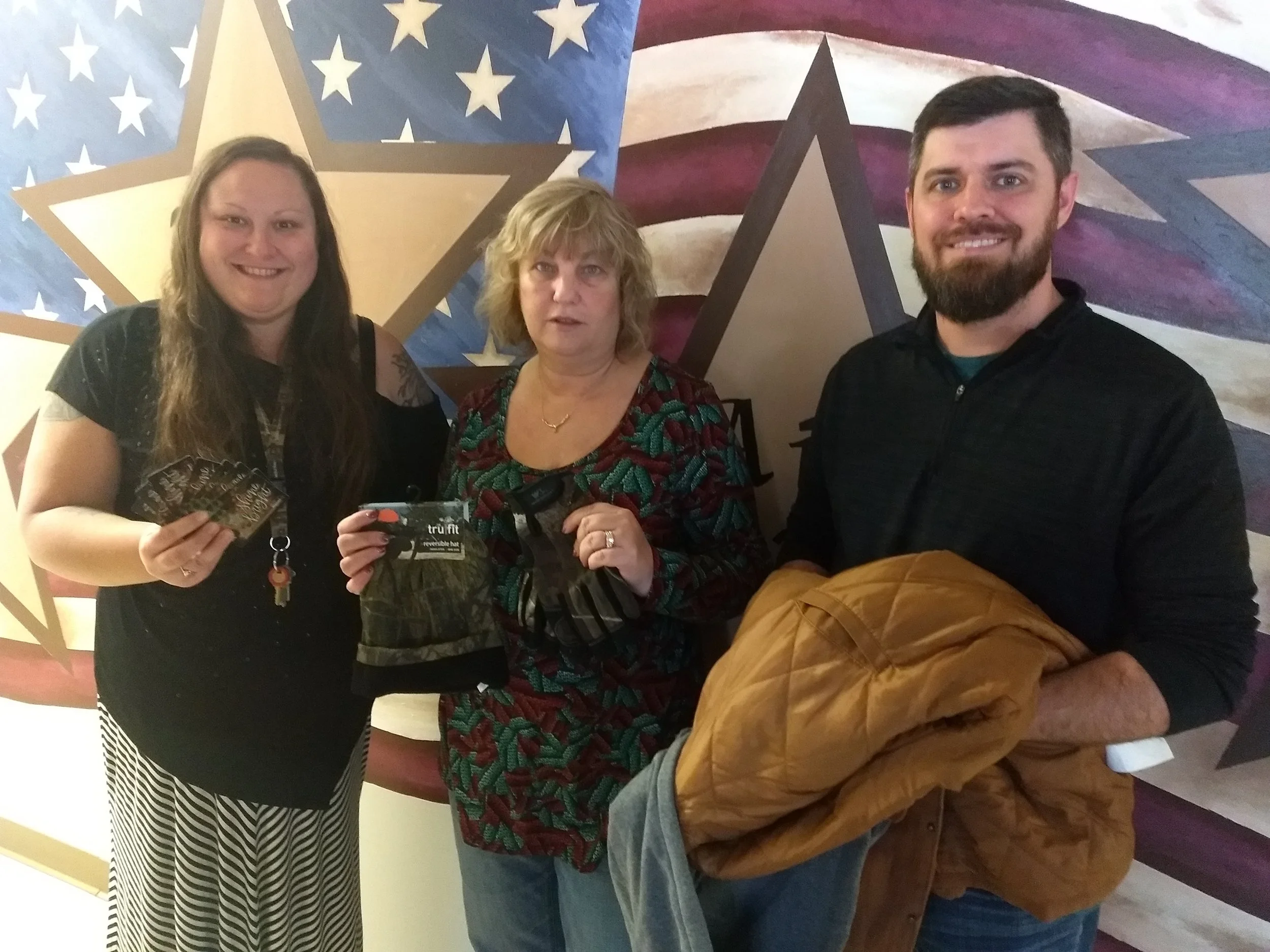 From left to right Cody Sparks, Senior Support Worker Lisa Wadlow, ENF grants coordinator, Tiffany Hawley, program coordinator with Freedom House.