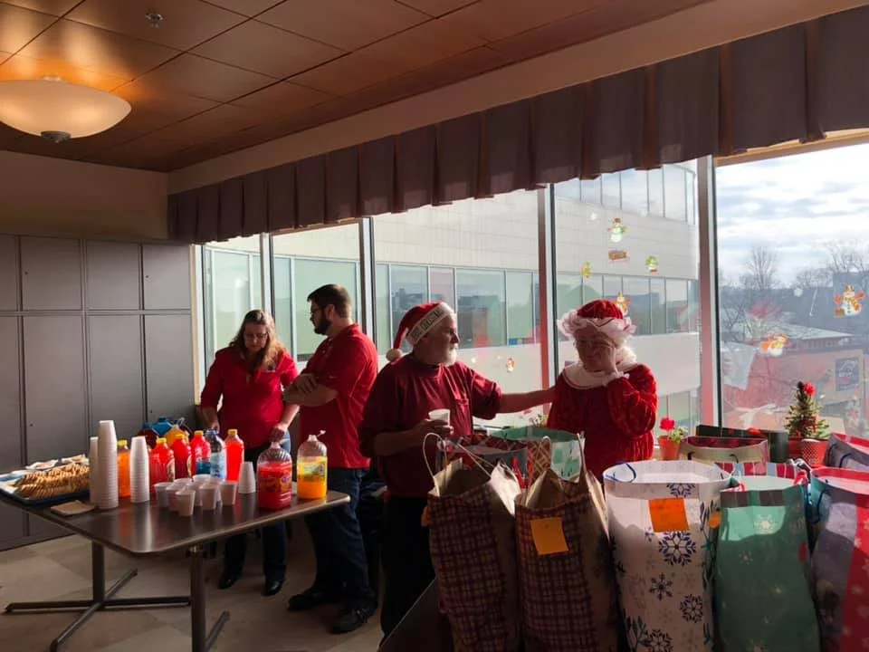Pictured from left, Lodge Secretary Danielle Mahany, ER Jeff Coyle, member Gary Farkas and Mrs Claus!