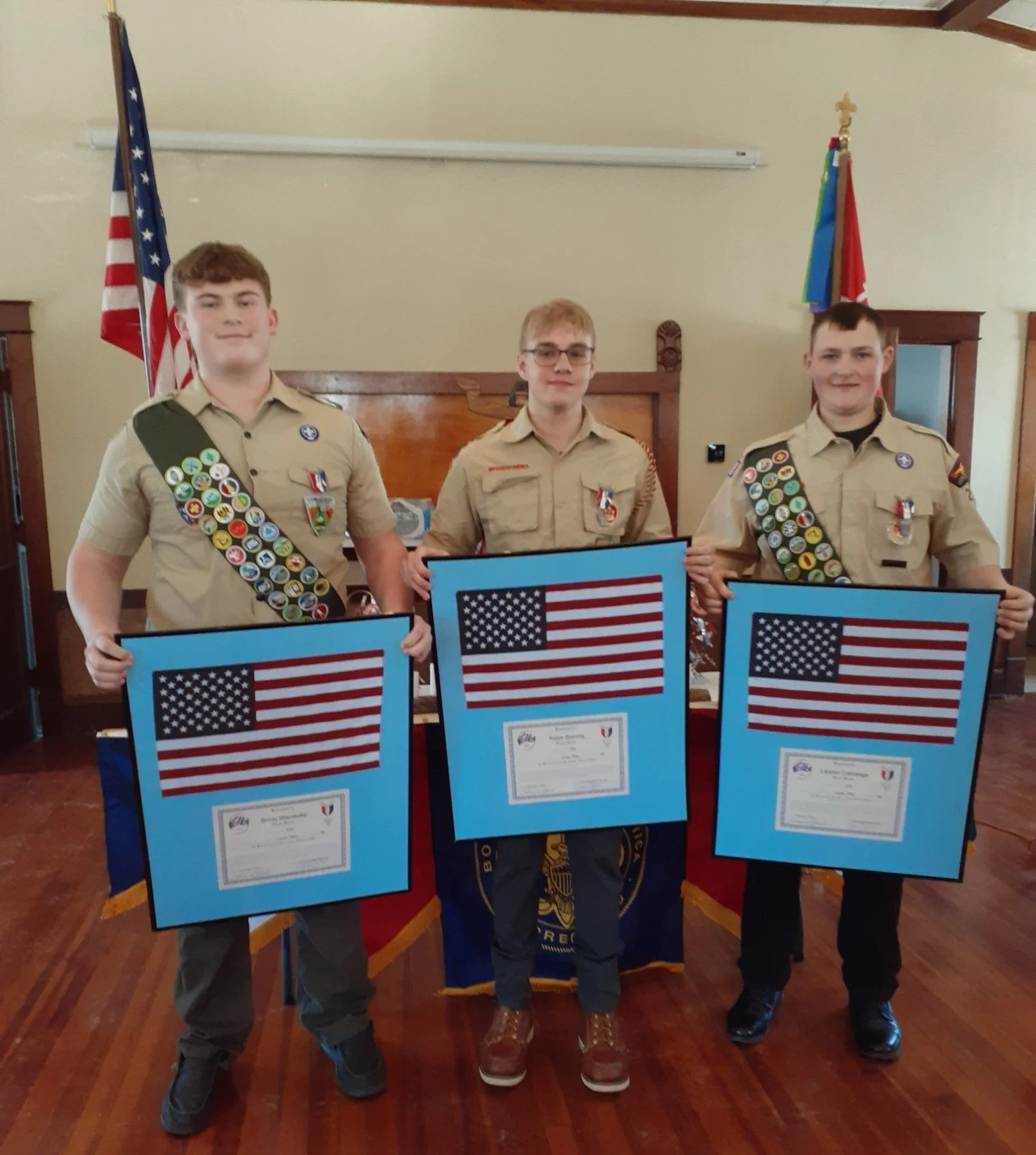 Lima #54 Recognizes Three Eagle Scouts