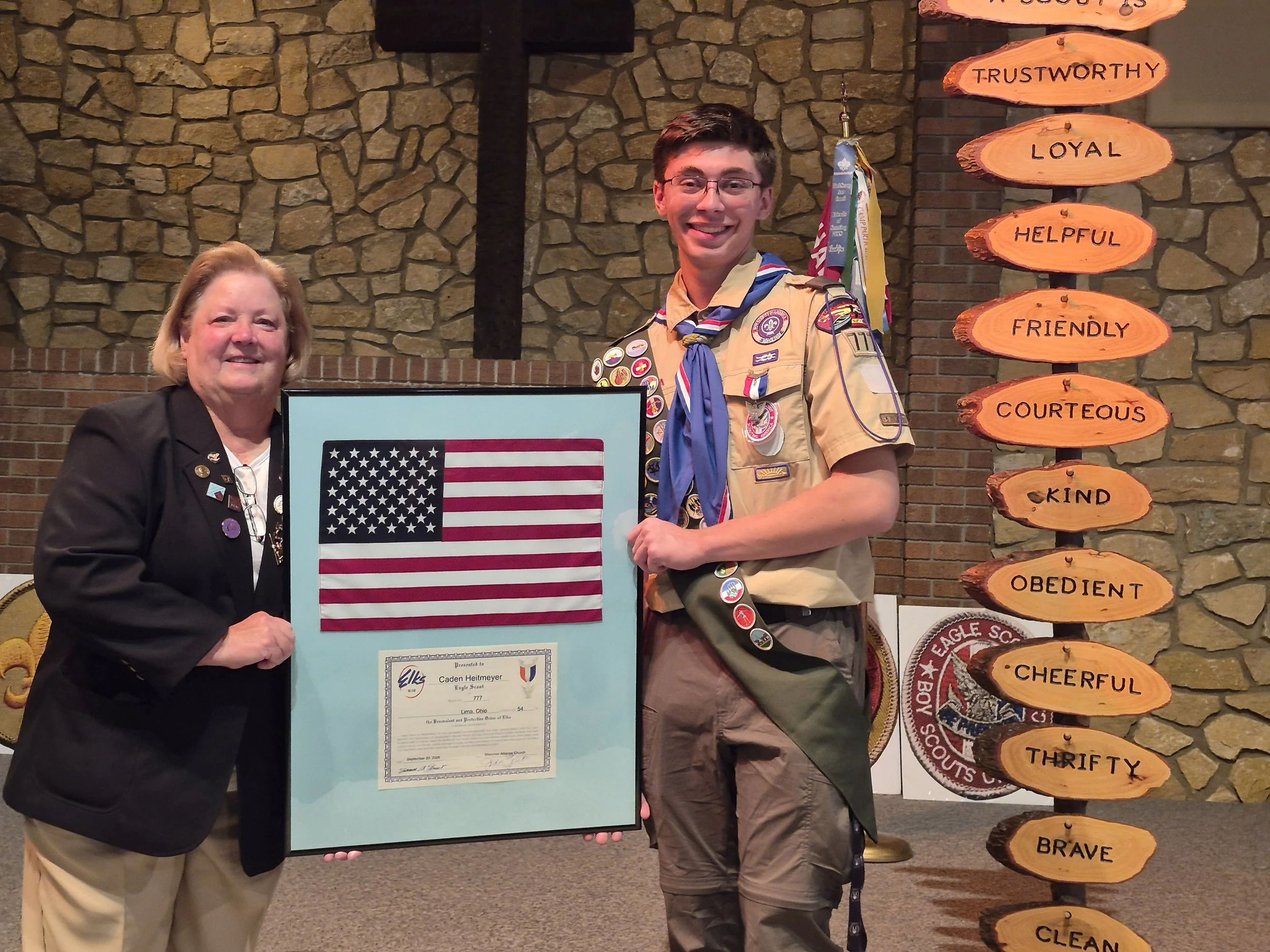 Lima Elks #54 Presents Award to Local Eagle Scout